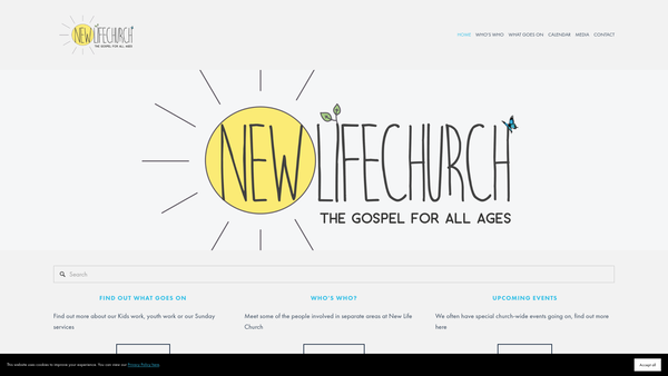 Screenshot of the New Life Church Ottery St Mary website
