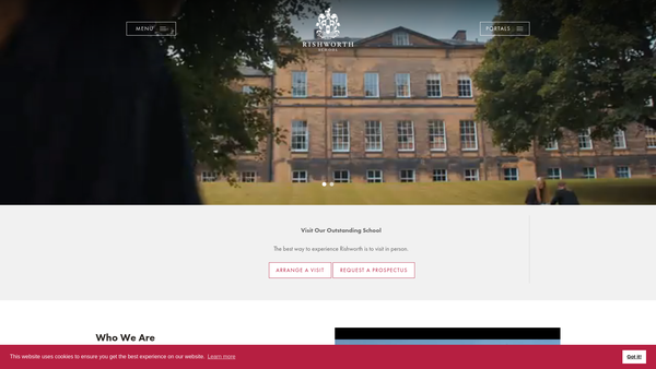 Screenshot of the Rishworth School website