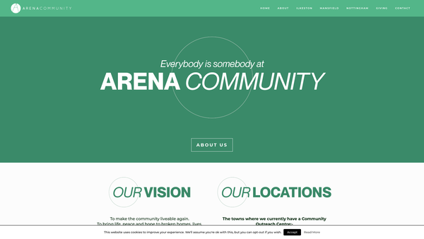 Screenshot of the Arena Community website