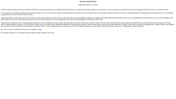 Screenshot of the The Music Reprieval Trust website