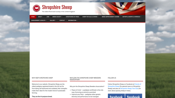 Screenshot of the The Shropshire Sheep Breeder Association And Flock Book Society website