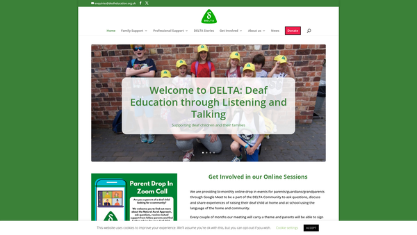 Screenshot of the Deaf Education Through Listening And Talking website