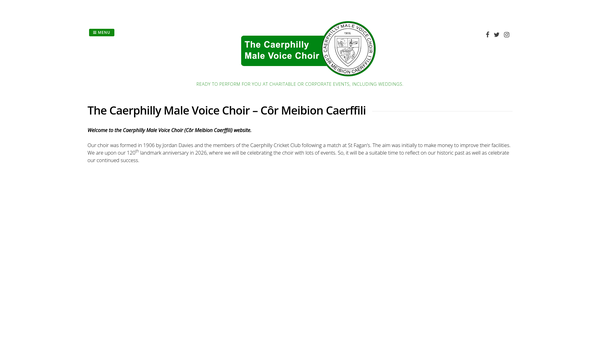 Screenshot of the Caerphilly Male Voice Choir website