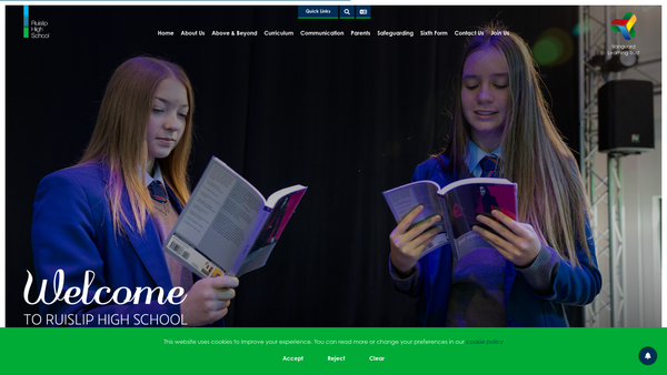Screenshot of the Friends Of Ruislip High School website