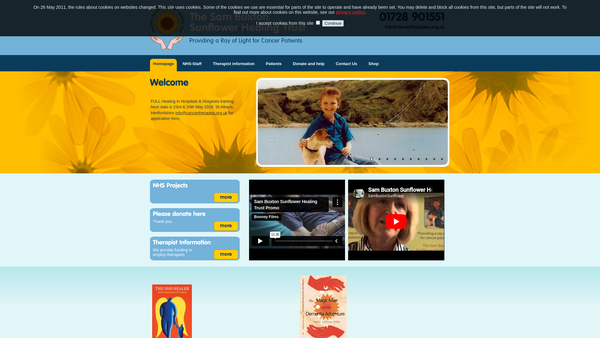 Screenshot of the The Sam Buxton Sunflower Healing Trust website