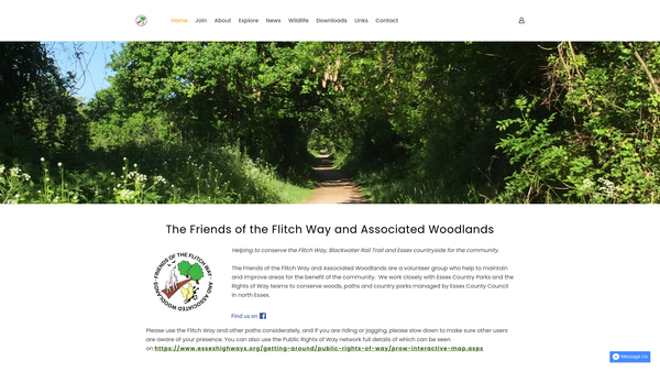 Screenshot of the Friends Of The Flitch Way And Associated Woodlands website
