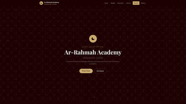 Screenshot of the Ar Rahmah Academy website