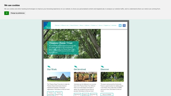 Screenshot of the Thames Chase Trust website