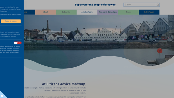 Screenshot of the Medway District Citizens Advice Bureau Service website