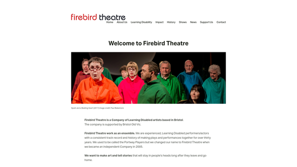 Screenshot of the Firebird Theatre website