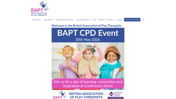 Screenshot of the British Association Of Play Therapists website