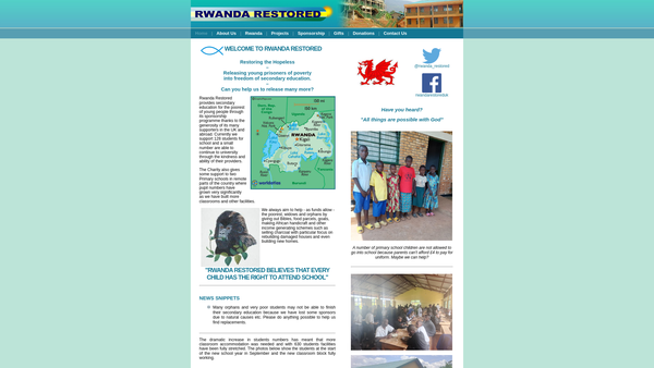 Screenshot of the Rwanda Restored website