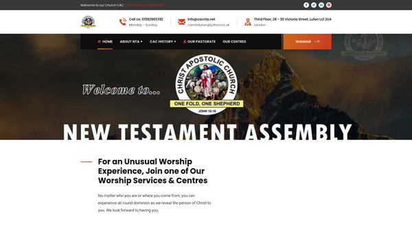 Screenshot of the Christ Apostolic Church New Testament Assembly website