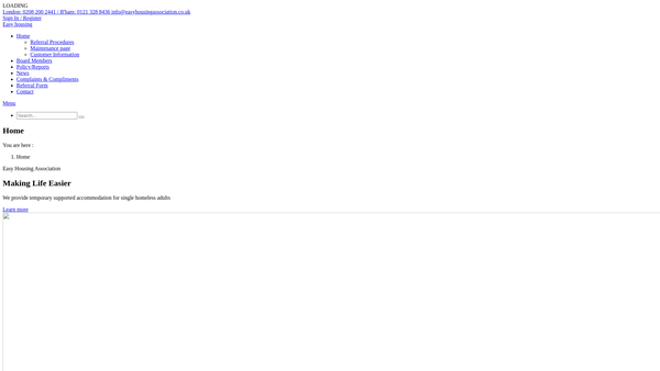 Screenshot of the Easy Housing Association website