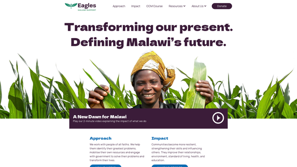 Screenshot of the Malawi Support website