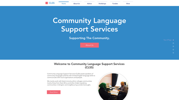 Screenshot of the Community Language Support Services website