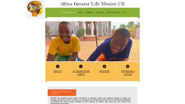 Screenshot of the Africa Greater Life Mission UK website