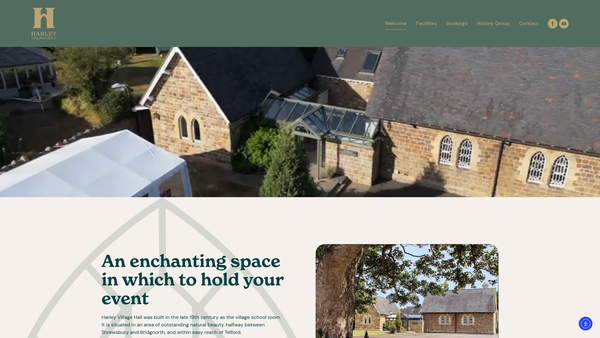 Screenshot of the Harley Village Hall website