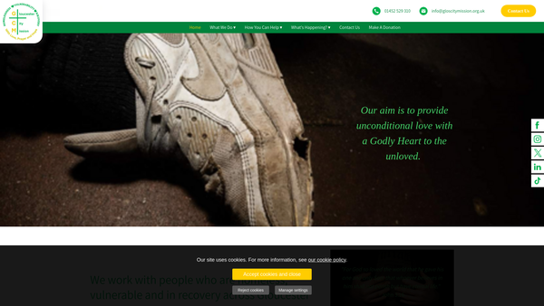 Screenshot of the Gloucester City Mission website