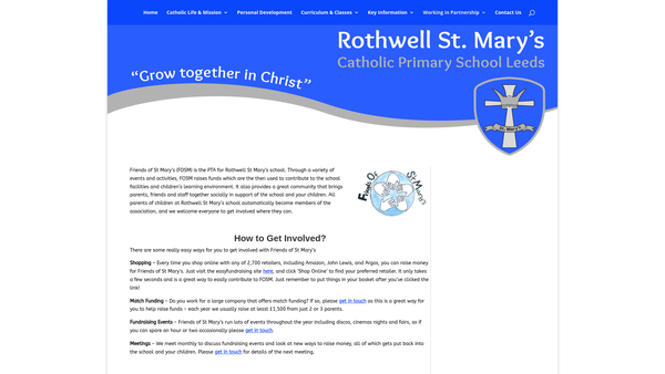 Screenshot of the Friends Of St Mary's School Rothwell website
