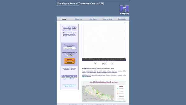 Screenshot of the Himalayan Animal Treatment Centre (UK) website