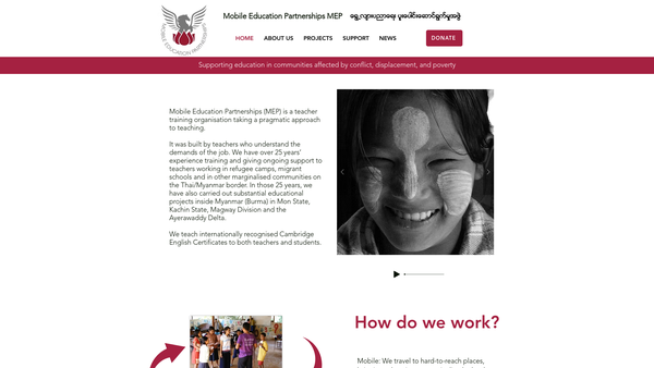 Screenshot of the Mobile Education Partnerships website