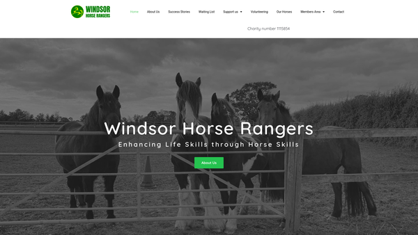 Screenshot of the Windsor Horse Rangers Limited website
