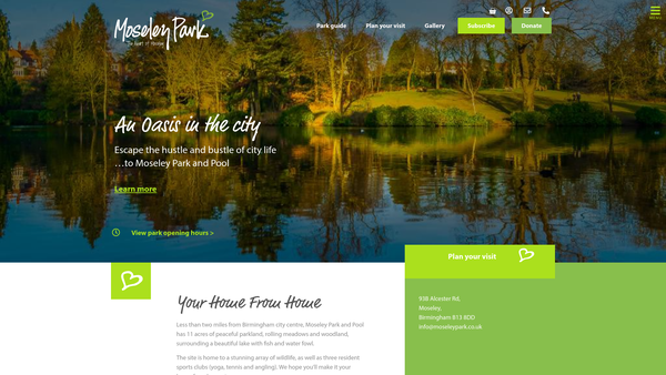 Screenshot of the Moseley Park And Pool Trust website