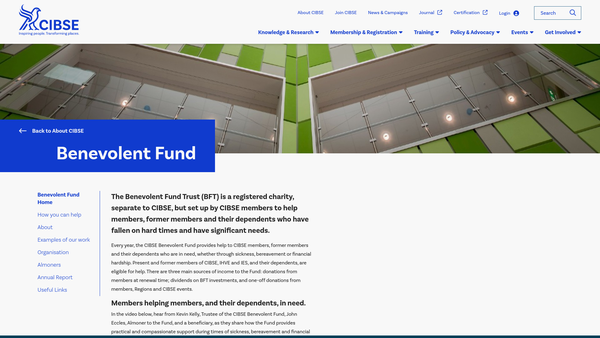 Screenshot of the Cibse Benevolent Fund Trust website
