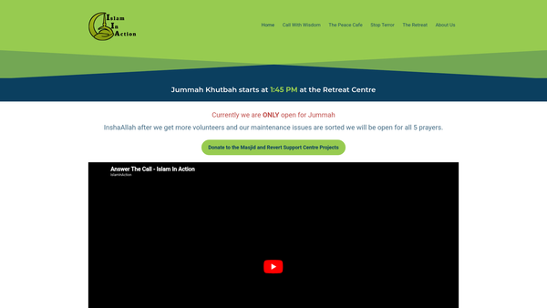 Screenshot of the Islam in Action (I.I.A) website