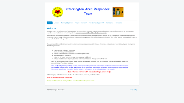 Screenshot of the Storrington Area Responder Team website