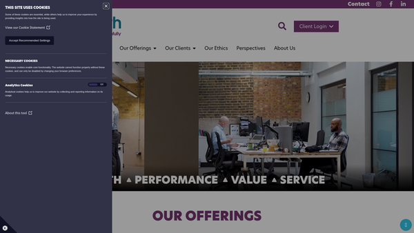 Screenshot of the Epworth Cash Plus Fund for Charities website
