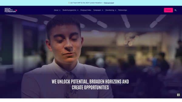 Screenshot of the The Social Mobility Foundation website