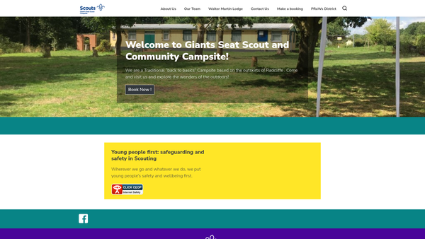 Screenshot of the Giant's Seat Scout Campsite website