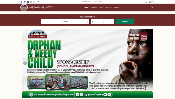 Screenshot of the Caravan Of Mercy website