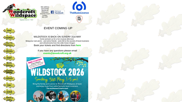 Screenshot of the Woodcroft Wildspace website