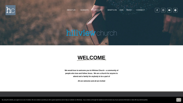 Screenshot of the Hillview Evangelical Church website