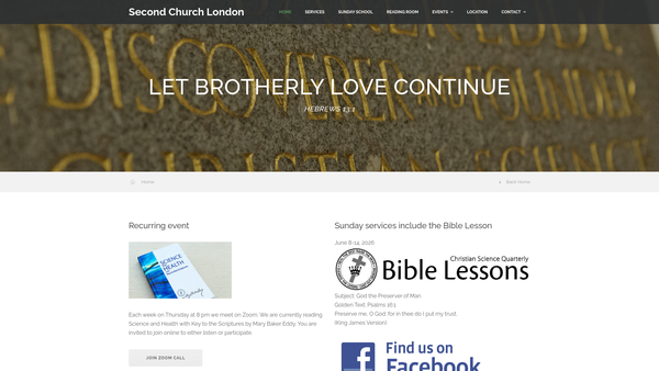 Screenshot of the Second Church Of Christ Scientist, London website
