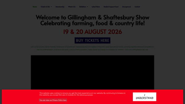 Screenshot of the Gillingham And Shaftesbury Agricultural Society website