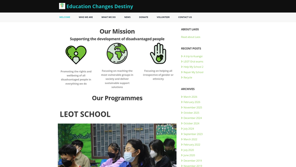Screenshot of the Lao Educational Opportunities Trust website