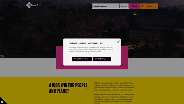 Screenshot of the Solar Aid website