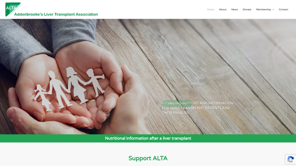 Screenshot of the Addenbrooke's Liver Transplant Association website