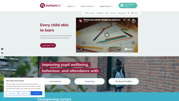 Screenshot of the The Nurture Group Network Limited website