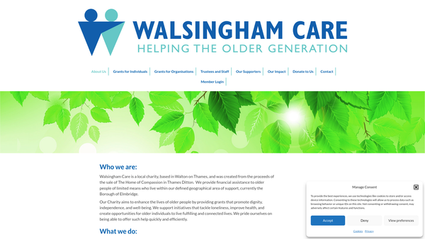 Screenshot of the Walsingham Care website