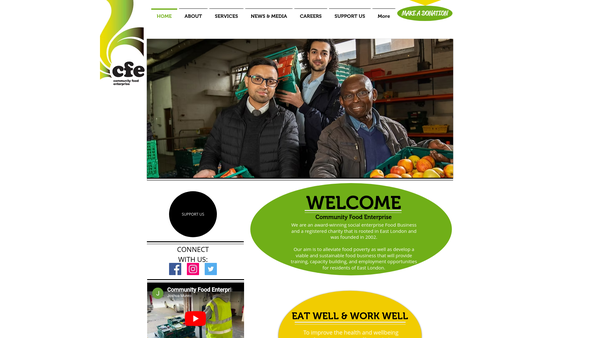 Screenshot of the Community Food Enterprise Limited website