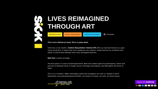 Screenshot of the Sick! Productions Ltd website