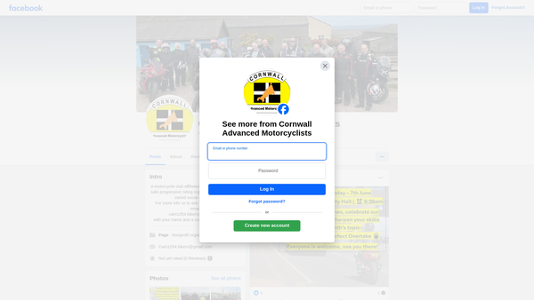 Screenshot of the Cornwall Advanced Motorcyclists website