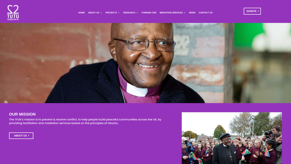 Screenshot of the The Tutu Foundation (UK) website