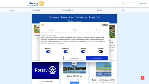 Screenshot of the The Rotary Club Of Diss And District Trust Fund website
