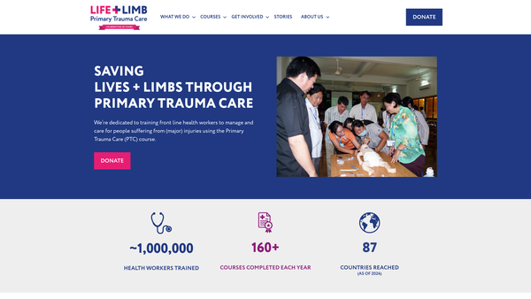 Screenshot of the Primary Trauma Care Foundation website